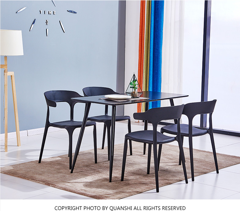 White Plastic Dining Room Chairs With Stable Human Mechanics Structure