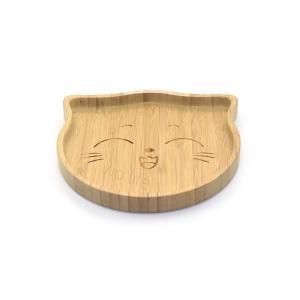 China Bamboo Toddler Baby Suction Plate 18cm Cat shaped with Spoons wholesale