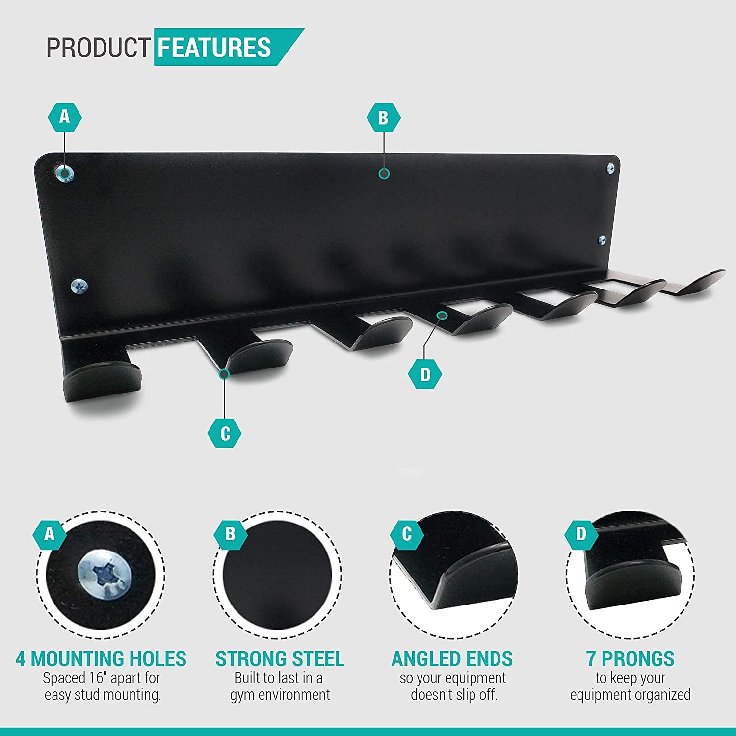 Gym Home Rack Wall-mounted Organizer Storage Holders Racks for Multi-Purpose Workout Gear