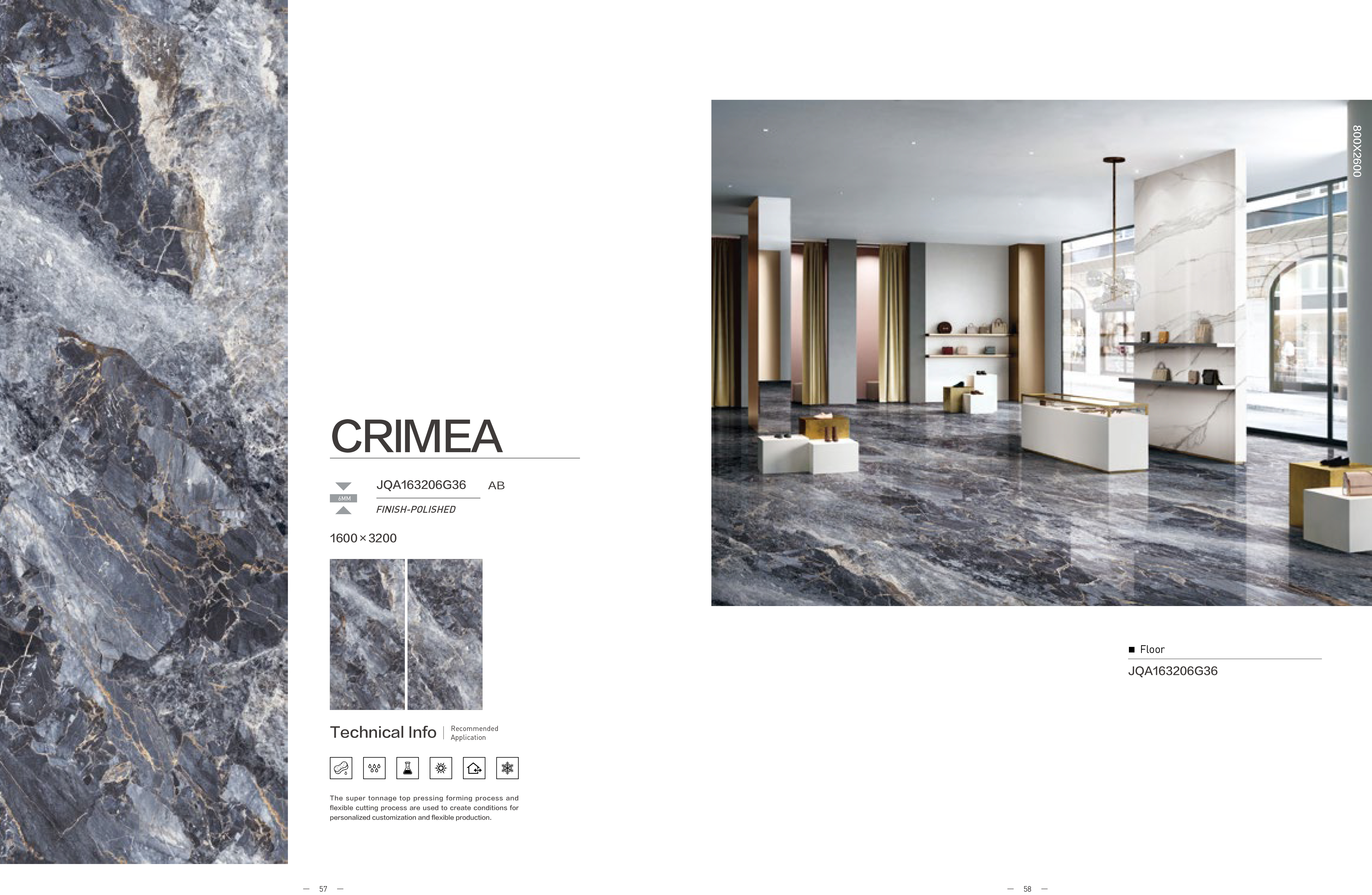 Frost Resistant Blue Marble Slab Tile CRIMEA Modern Interior Decor