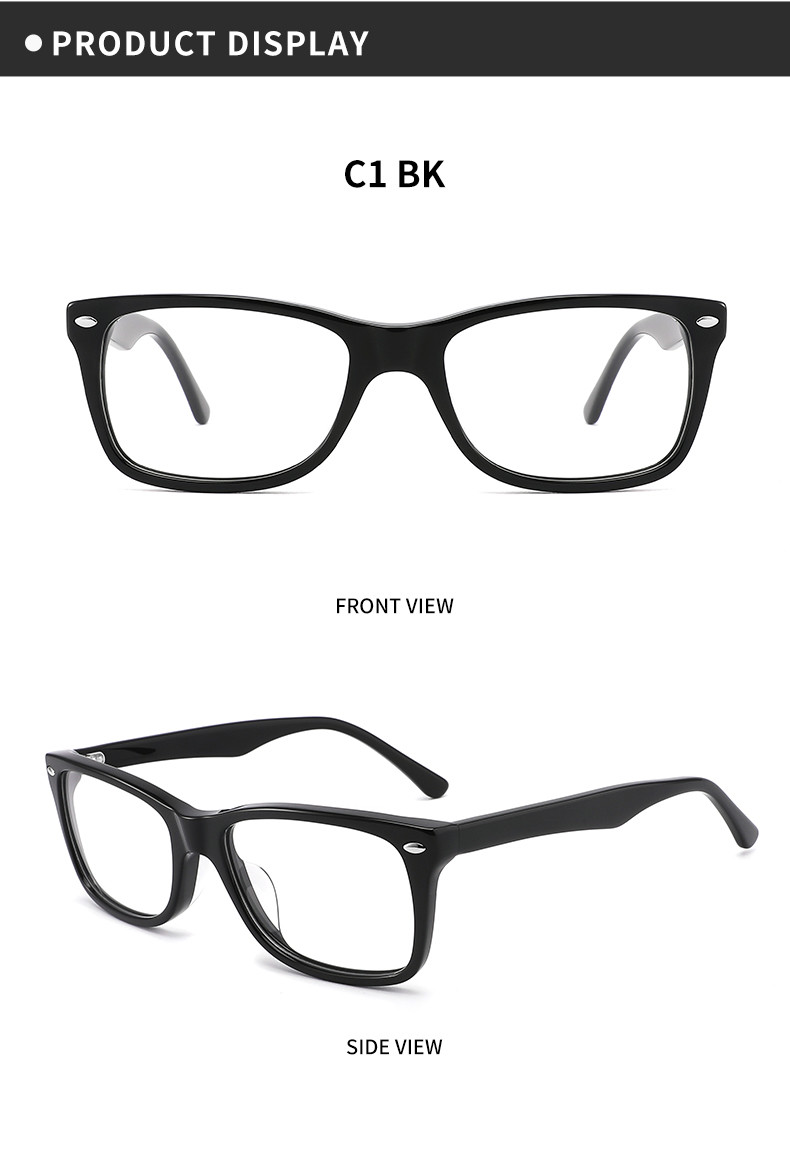 Square Non Prescription Acetate Frame Glasses Clear Lenses For Men Women