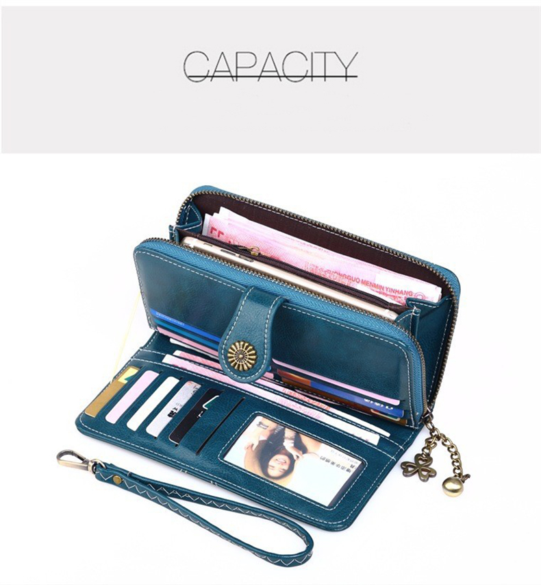 Low MOQ Mix Models Women's Long Zipper Wallet Newest Anti-Theft Selection