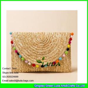 China LUDA rainbow straw handbag fashion wheat straw clutch bag wholesale
