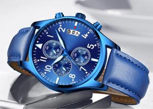 China Blue Stainless Steel Waterproof Watch Analogue Super Luminous Two Steel Button wholesale