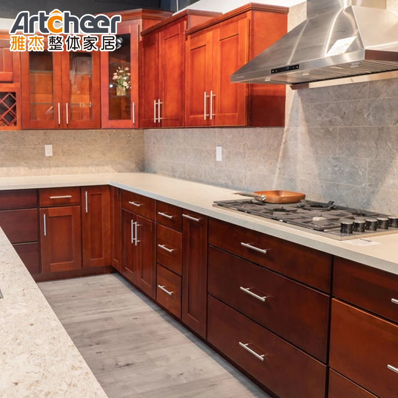 Spacious Kitchen Cabinets Set with American Style Wooden Design and MDF Door Material