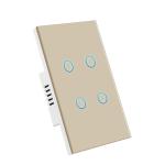 118Types US/AU/Brazil Standard Tempered Glass Panel 4Gang Touch Light Switch
