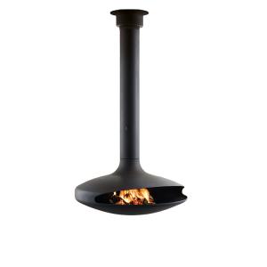 China Decorative Modern Indoor Hanging Fireplace Matte Black Suspended Wood Stove wholesale