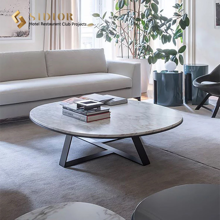 Coffee Table, Side Table, Sintered Table Top, Nature Marble, Man Made Marble Table Top, Black Powder Coated Metal Legs