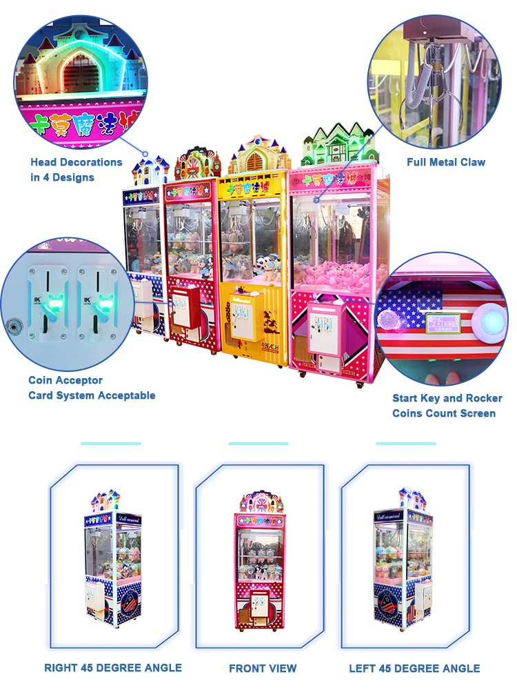 Doll Colorful Toy Grabber Claw Machine For Shoping Mall Games Room Playing