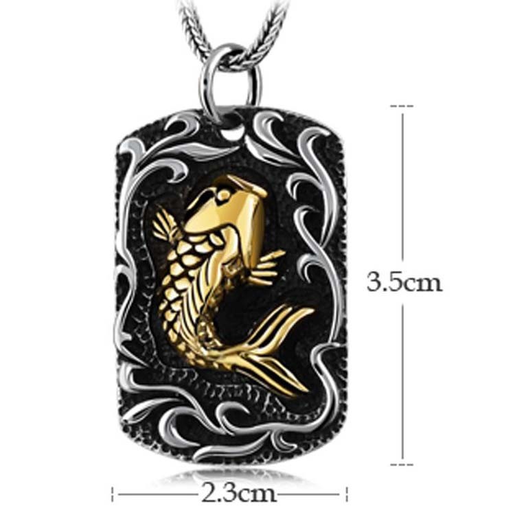 Women and Men Thai Sterling Silver Tag Vintage Style Goldfish Tag Necklace(N6030808)