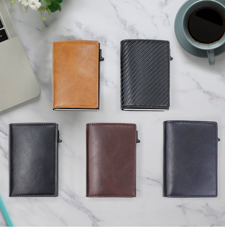 Minimalist Slim Metal Pop Up Rfid Blocking Business Credit Wallet for Daily Life