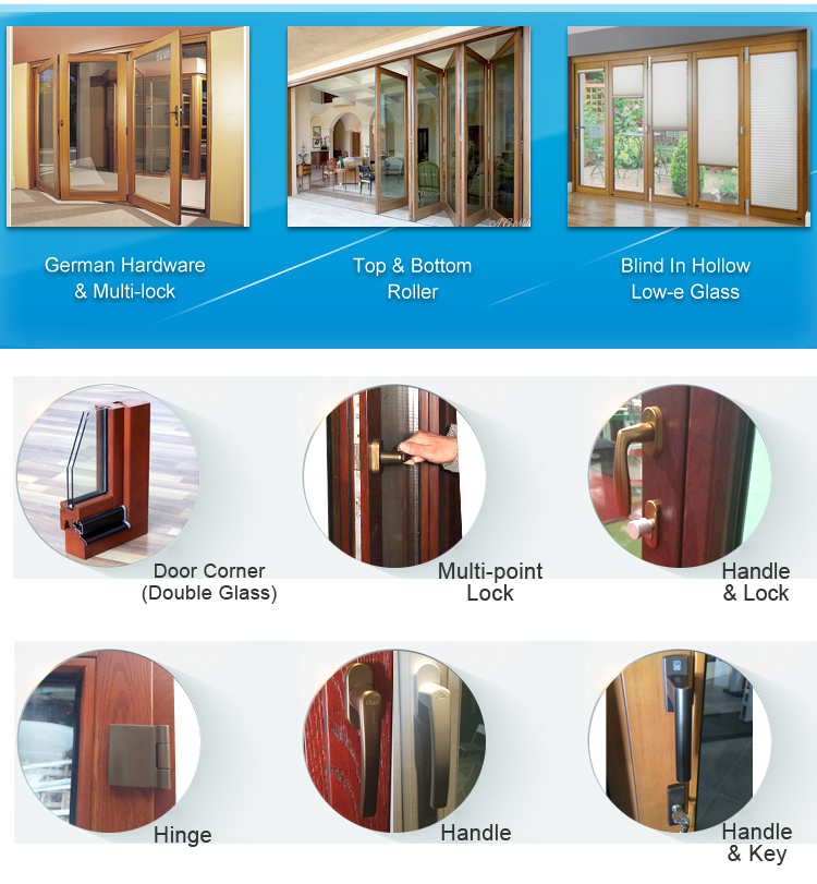 KDSBuilding China Factory Cheap Price Simple Teak Wood Front Folding Door Design
