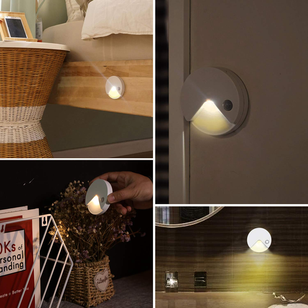 80mm Diameter 14.5mm Thickness Battery Operated Motion Sensor Light Cold White