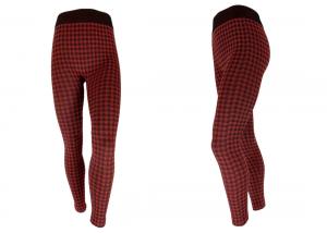 China Black And Red Check Womens Fleece Lined Leggings For Winter Working Suit wholesale