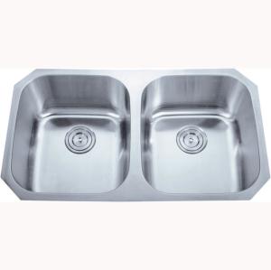 China 0.7mm 0.8mm Under Counter Mount Stainless Steel Sink Double Bowl SUS201 wholesale