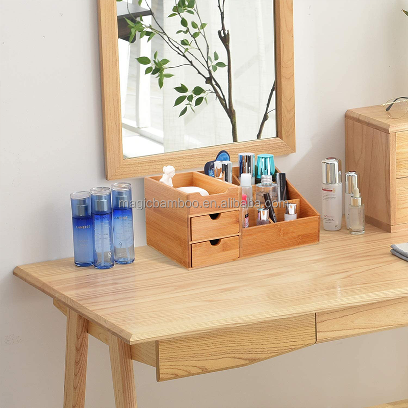 Living Room Jewelry Storage Cabinet Dressing Table Top Bamboo Cosmetics Display Table