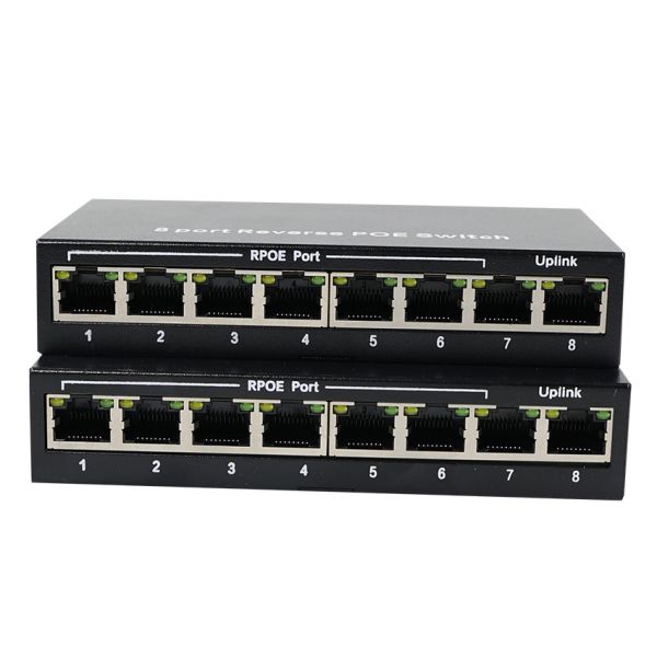 8-Port Reverse PoE Switch with 12V DC Output for IP Cameras