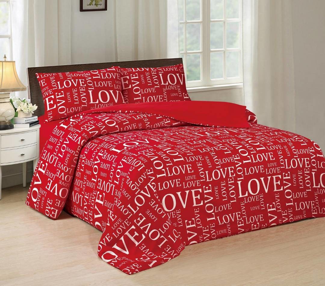 Red Fabric 4 Piece Bedding Set Quick Drying With ISO9001 Certificated