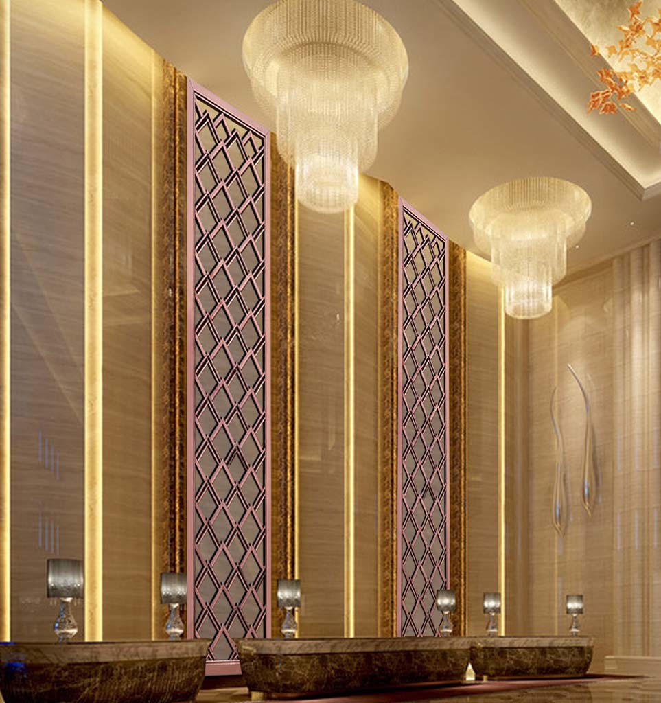 Rose Gold Stainless Steel Partition For Hotels/Villa/Lobby Interior Decoration