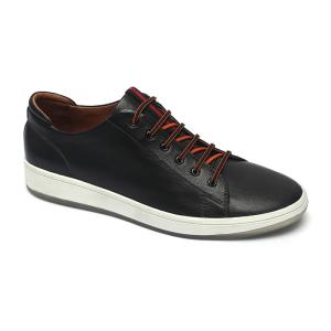 China Durable Rubber Outsole Black Mens Leather Sneakers wholesale