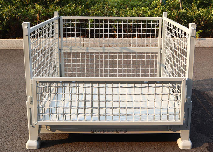 White Stillage Pallet Cage Warehousing Transport With Robust Wire Mesh