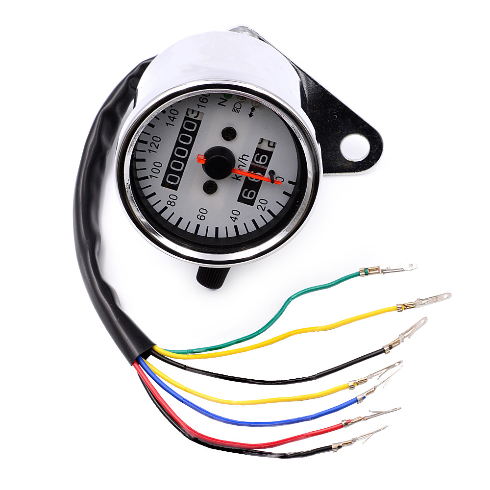 Modified Retro Motorcycle Speedometer , 12V Dual Mileage Led Rpm Gauge