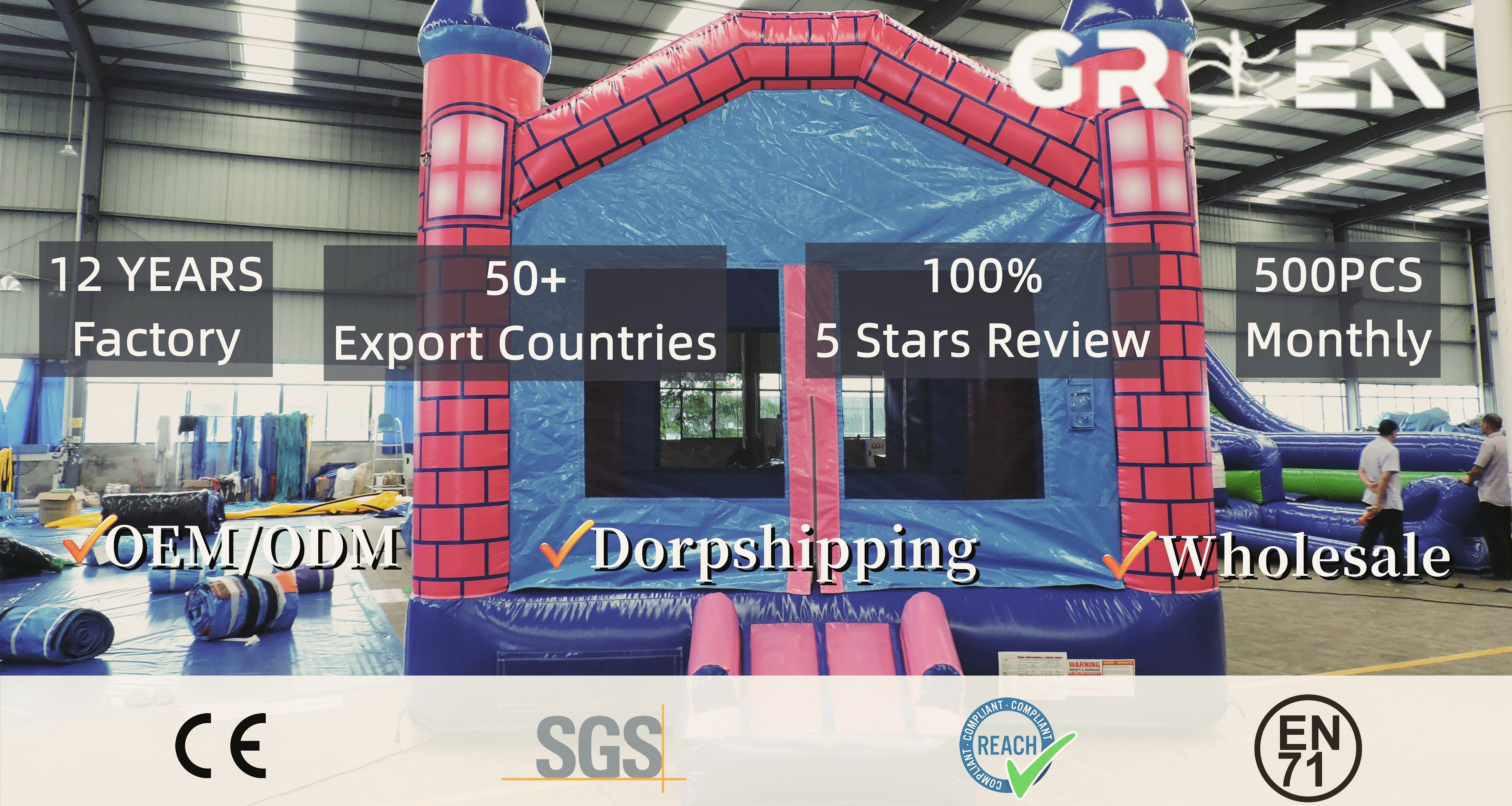 Best Lead Free Pvc Tarpaulin Material Custom Inflatable Obstacle Course Equipment Trampoline Amusement Theme Park
