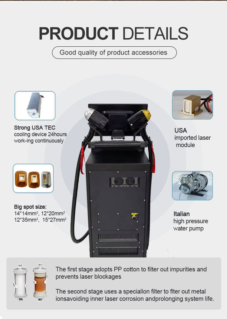 755nm 1064nm Diode Laser Hair Removal Machine Vertical Black Shell
