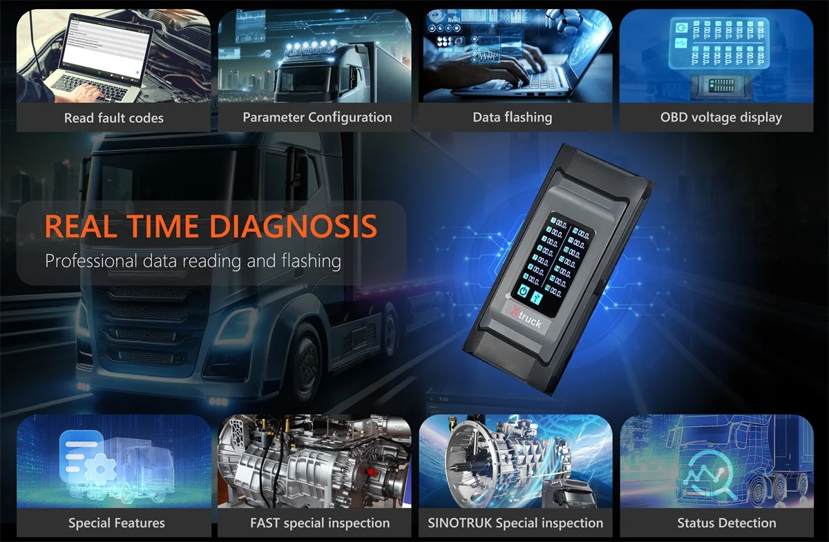Heavy Duty Truck for Xtruck Chassis Inspection Read fault code ABS/EBS/RCS ZF gearbox FAS+SINOTRUCK Diagnostic Tool CFC2