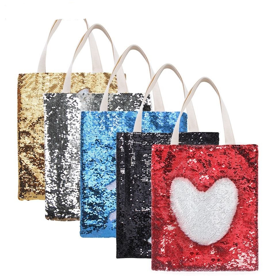 Customizable DIY Sublimation Blanks Magic Sequin Tote Bag 40*34cm