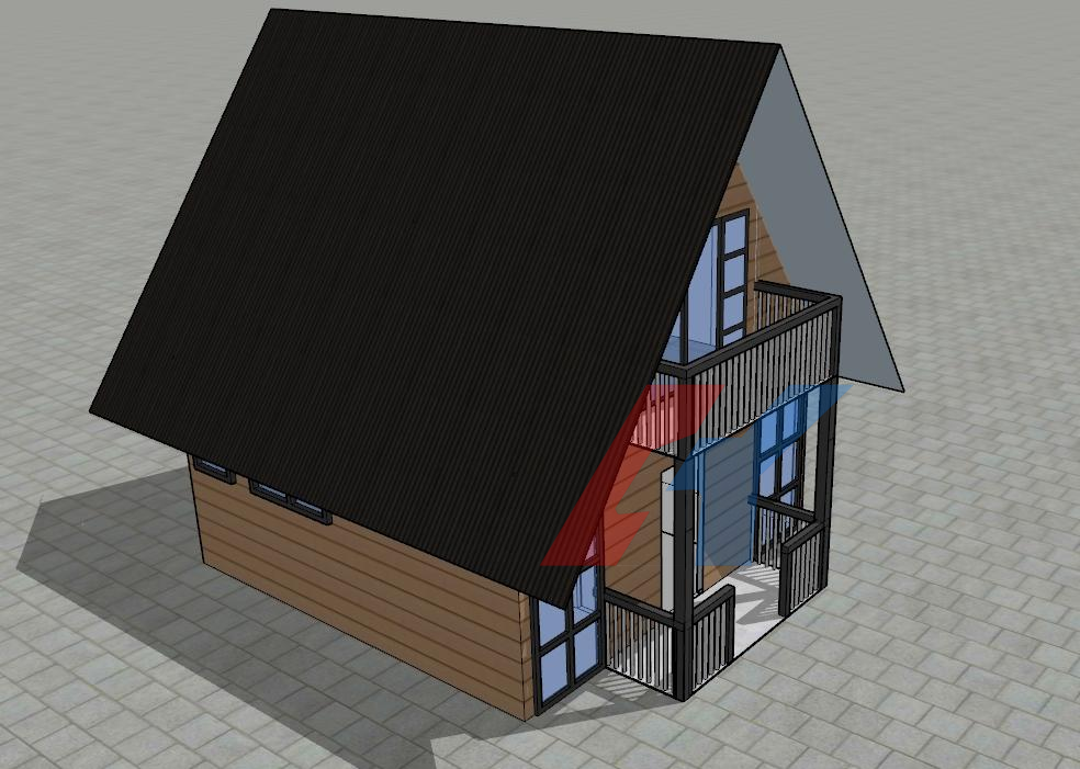 Luxury modern villa 6x6m 36 square meters 2 floors prefab steel house cabin