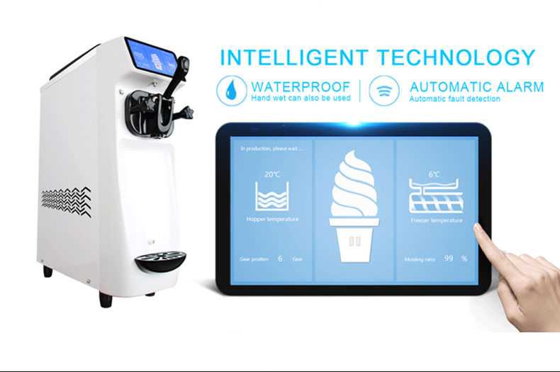Table Top Soft Serve Ice Cream Making Machine with Machinery Function 210x554x740mm Size