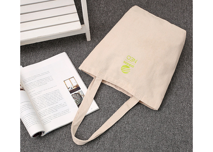 Stylish Reusable Canvas Shopping Bags Natural Fabric OEM / ODM Service