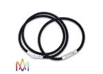 Snap Fastener Black Woven Mens Leather Bracelets Engraved