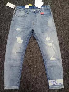 China Custom Logo Stretch Denim Pants Fashion Slim Fit Trend Casual Jeans 35 wholesale