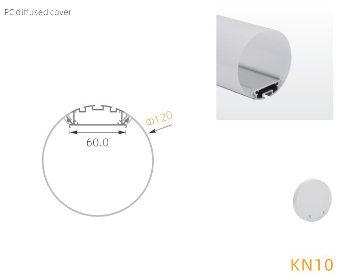 Decorations Suspended LED Aluminium Profile 6063 T5 Diameter 120mm Round LED Extrusion