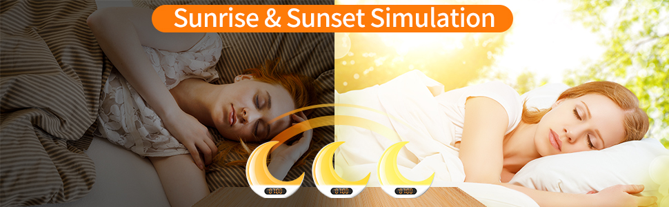 Sleep Aid Colourful 24H Time Display Wake Up Alarm Clock Light