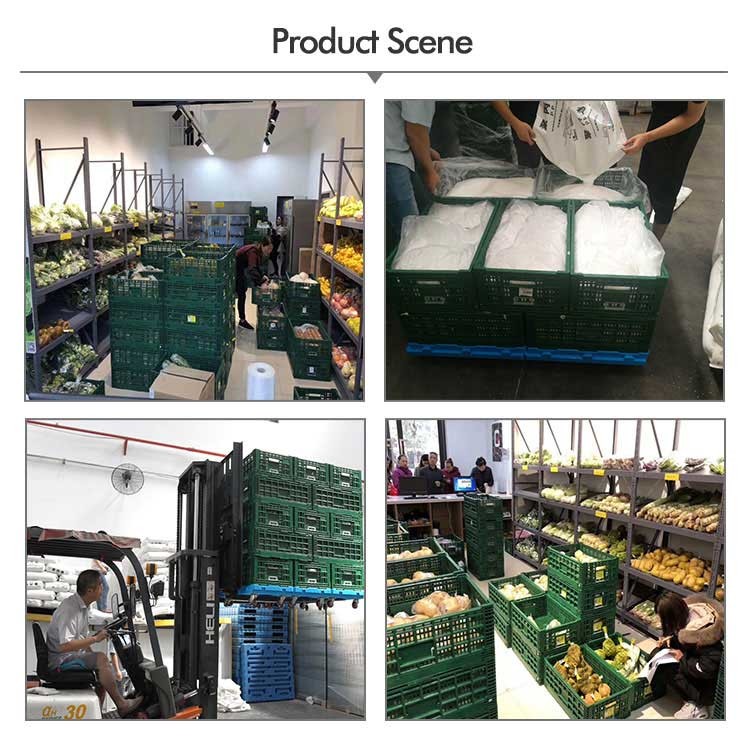 Multiple Size Folding Green Plastic Fruit Crate For Supermarket