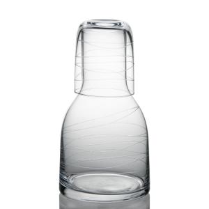 China 800ml Handmade Glass Water Carafe , Bedside Carafe With Glass Classic Etched wholesale