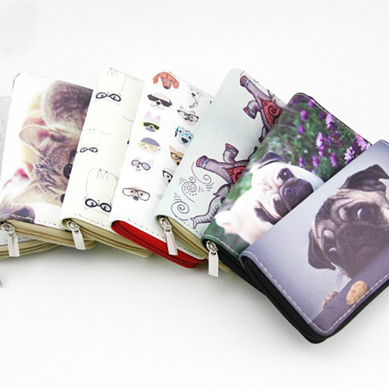 Customized Slim Floral Print PU Leather Credit Card Holder with Customized Color Design