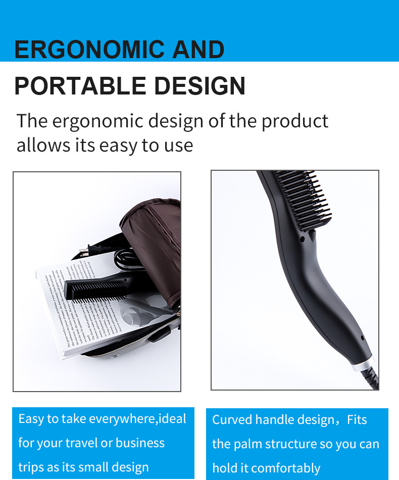 Portable 81.5x18mm 30W Beard Straightener Heat Brush