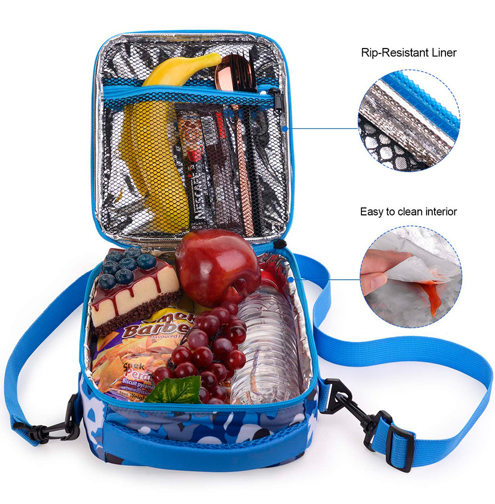 Lightweight Boys Camo Insulated Lunch Bags With Shoulder Straps