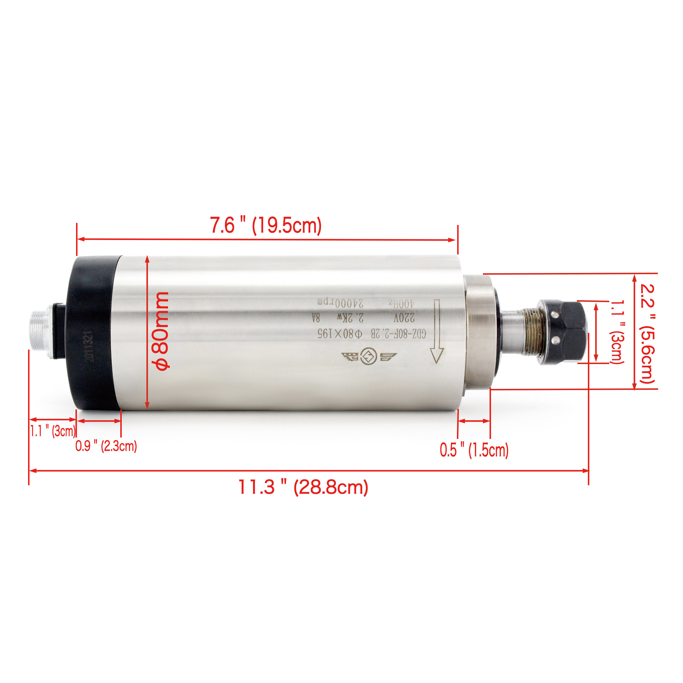 Air Cooling CNC Spindle Motor 80mm Clamp 2.2KW 220V For Wood Engraving