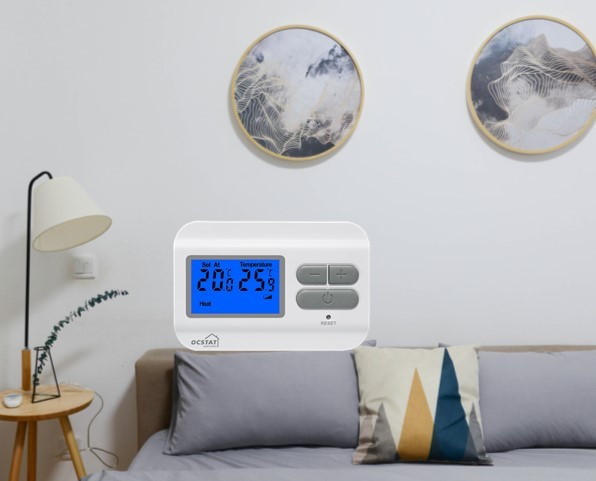 White Household Air Conditioning Wired Room Thermostat With LCD Display