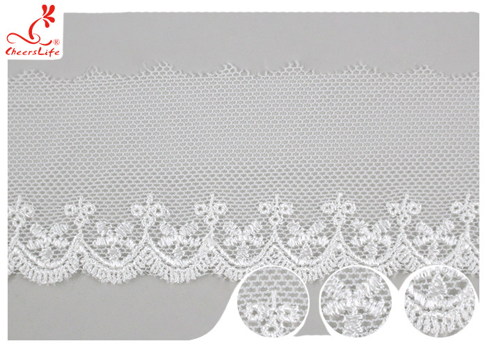 White Width 4CM Mesh Lace Ribbon Embroidery Fabric For Curtain Decoration