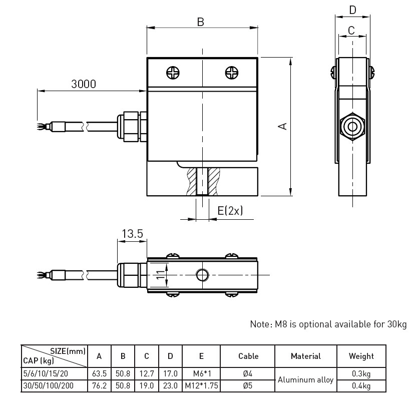 Miniature Tension Compression Load Cell s-Beam , Aluminum Load Cell Sensors
