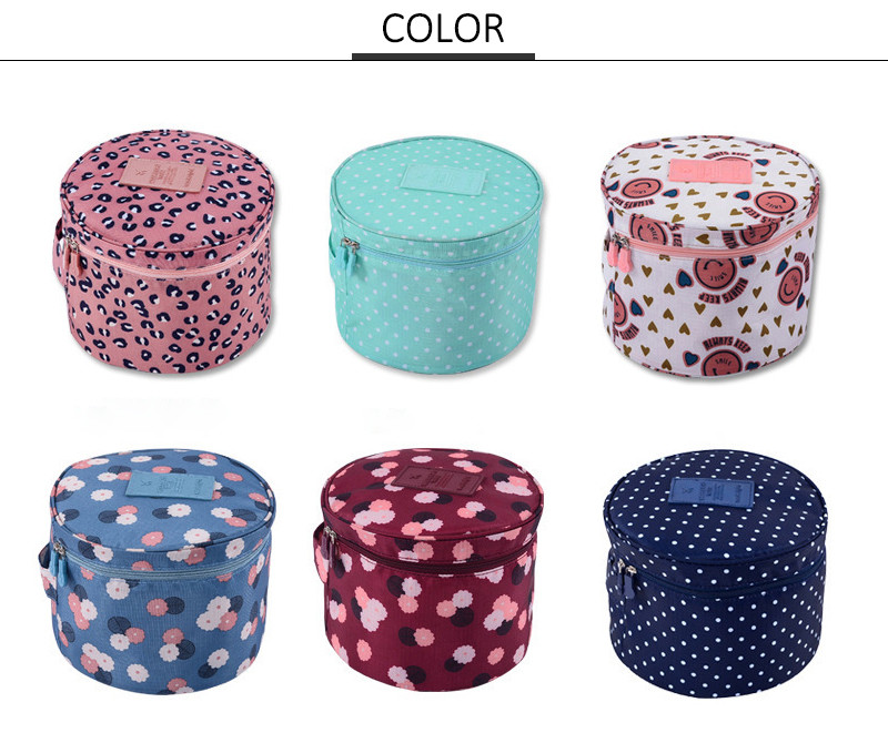 Outdoor Travel Beauty Storage Round Polyester Waterproof Makeup Wash Bag