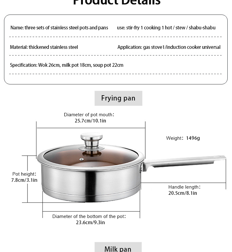 Multi-function Kitchen Cookware Silver Cooking Pot Set Stainless Steel Cookware Sets With Thick Stainless Steel Handle