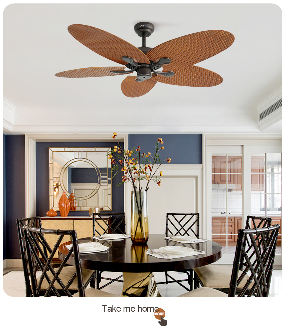 35W Power 5 ABS Leaf 5 Speeds Remote Control Antique Style Ceiling Fan NO Private Mold