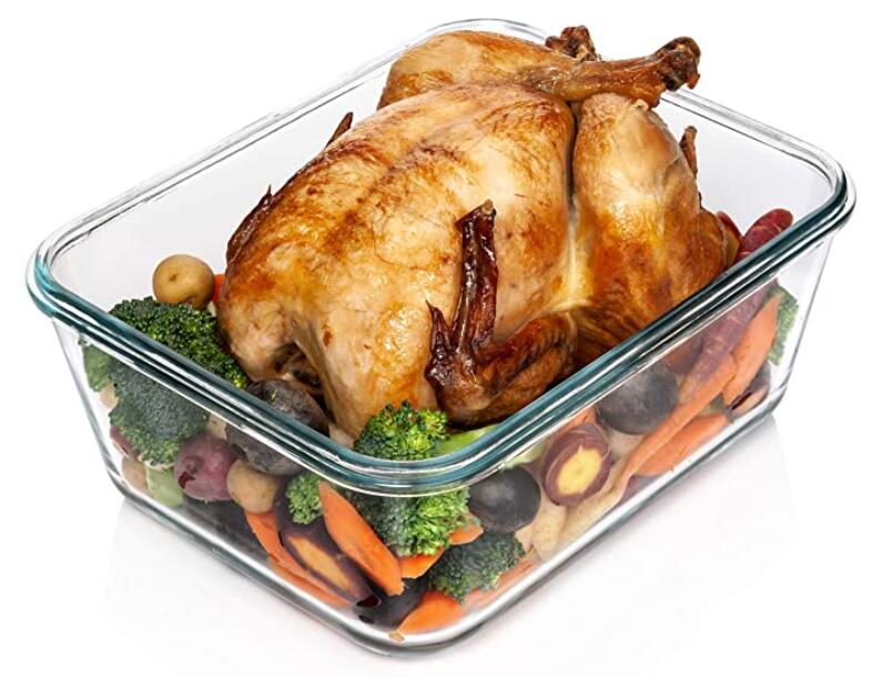 Borosilicate Pressed Glass Lunch Boxes With Locking Lids